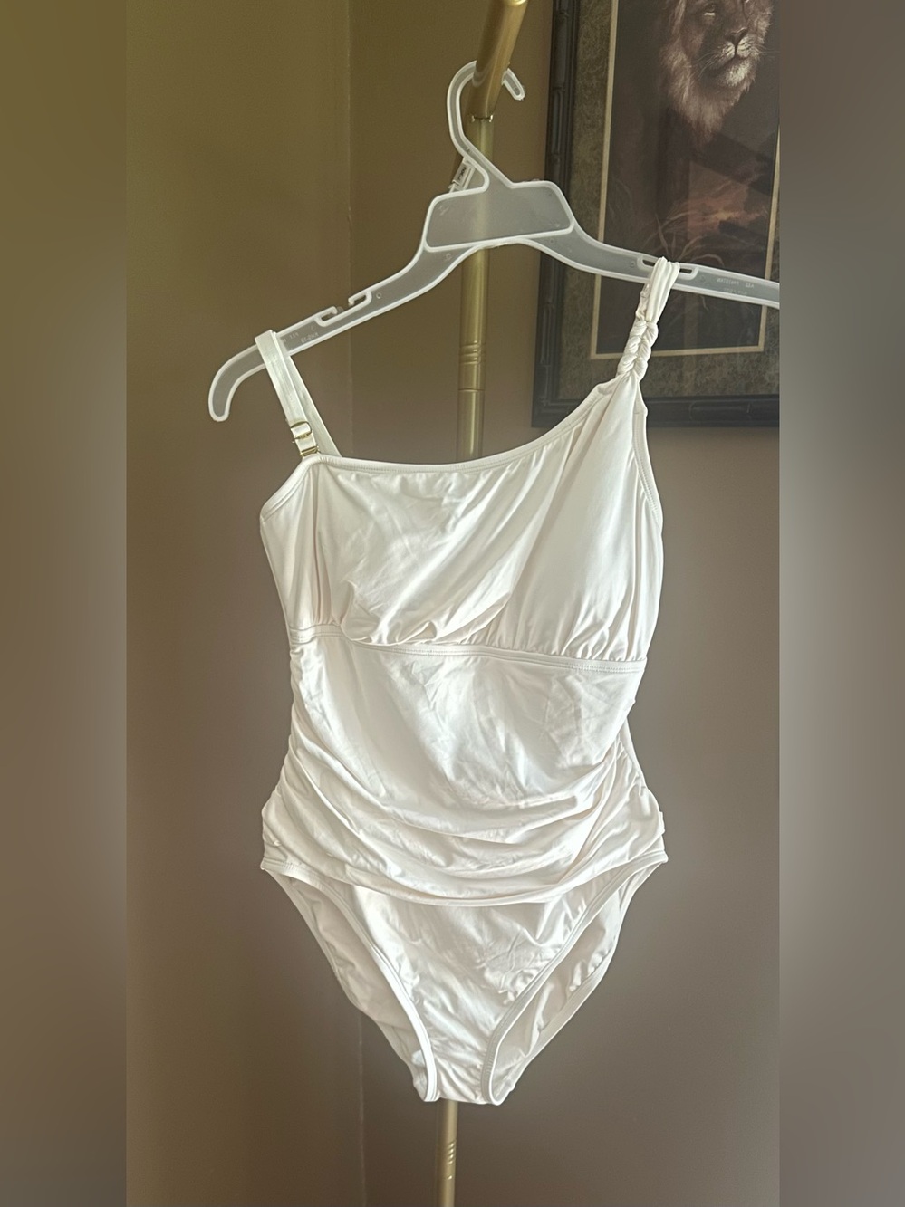 Bleu Rod Beattie White Ruched Swim One-Piece